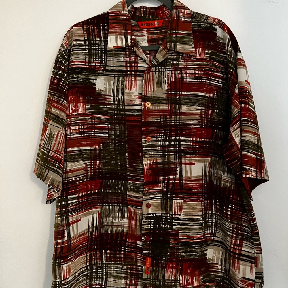 Large Orange short sleeve button down